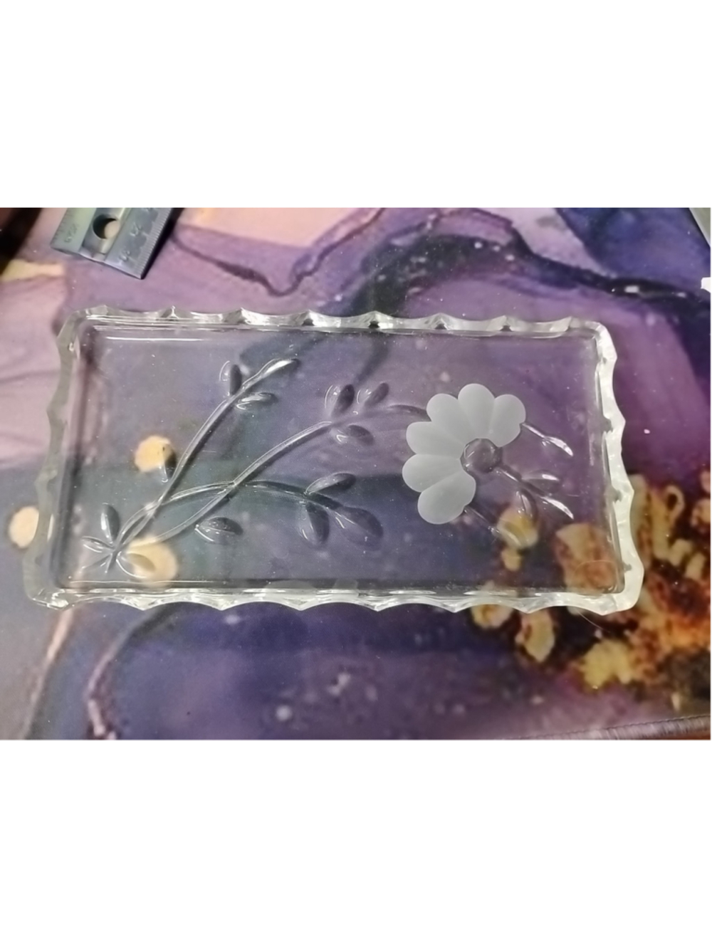 Vtg Trinket Princess House Frosted Etched Lead Crystal Daisy Heritage Romance Co